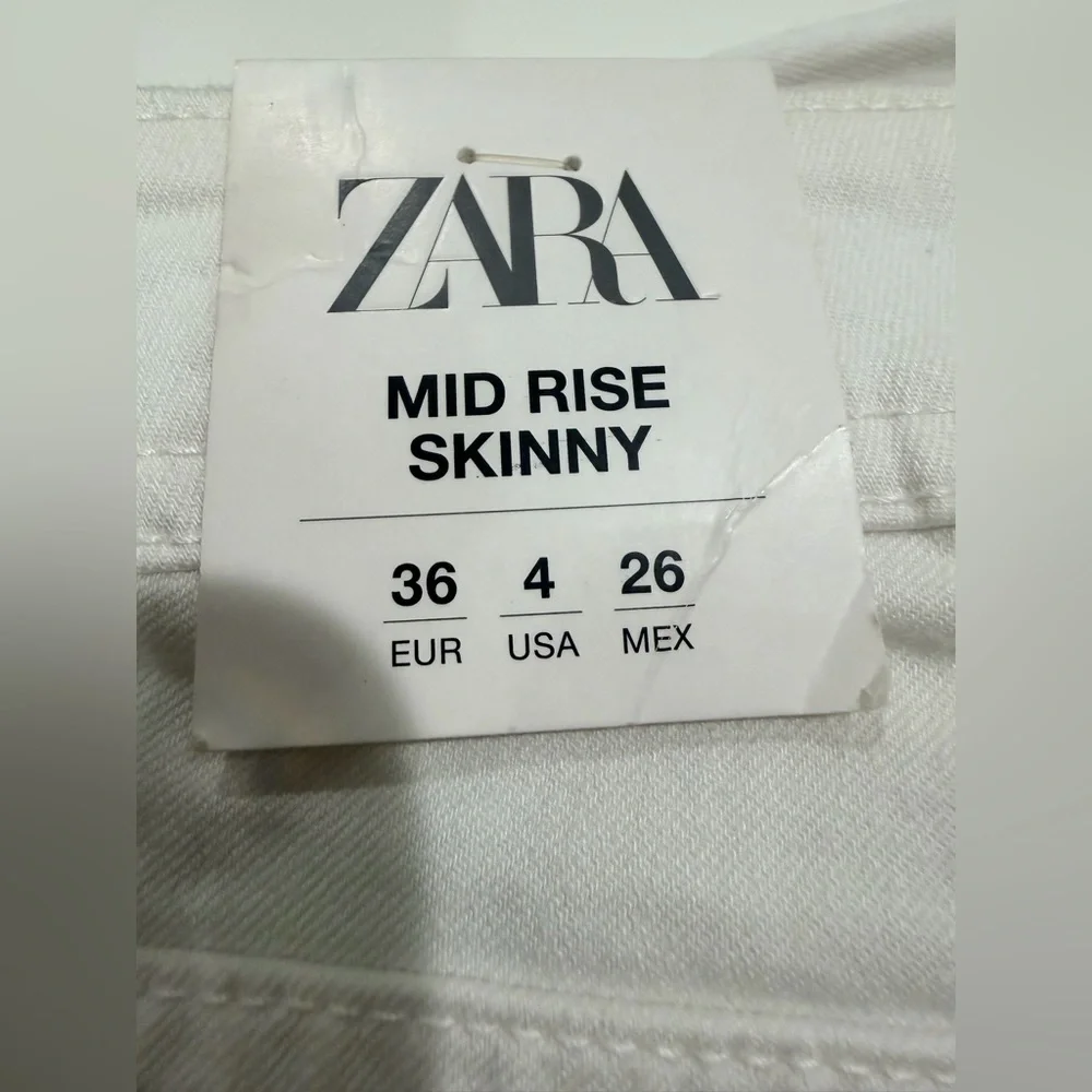 Zara White Denim Mid Rise Skinny Jeans size 4 - Picture 7 of 9